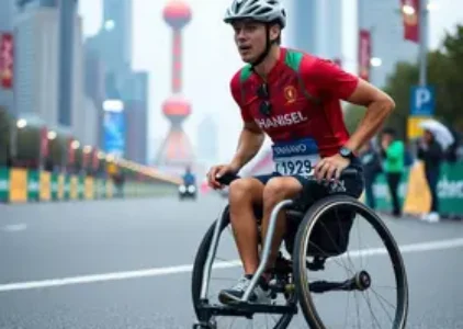 atleta paralímpico de corrida de cadeira