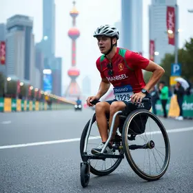 atleta paralímpico de corrida de cadeira