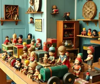 exposição de brinquedos antigos